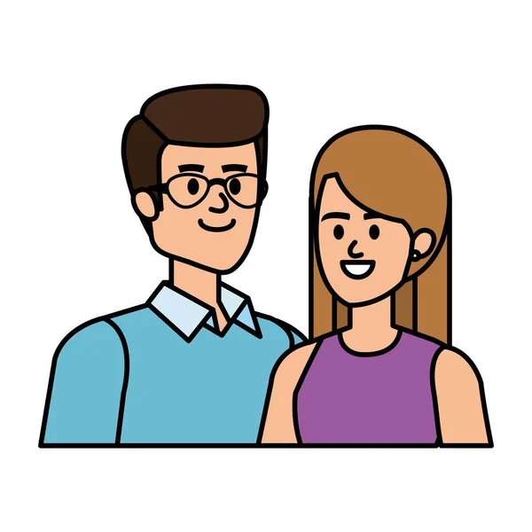 Персонажі молодої пари закоханих аватарів — стоковий вектор