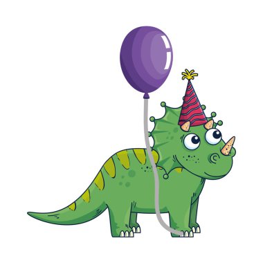 balon helyum ile sevimli triceratops