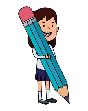 mutlu öğrenci kız kalemle yazma