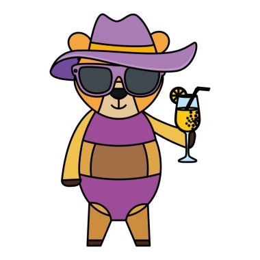 yaz şapka ve kokteyl ile sevimli kadın ayı