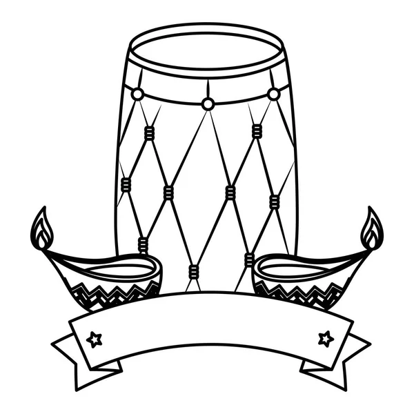 Індійський барабан зі свічками декоративні значки — стоковий вектор