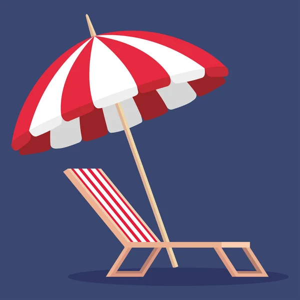 Umbrella with tanning chair to summer time — Stock Vector