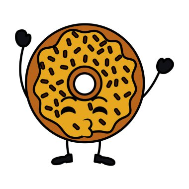 tatlı çörekler kawaii karakter vektör illüstrasyon