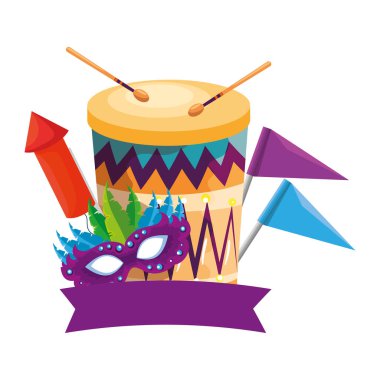 davul ve roket havai fişek ile karnaval maskesi