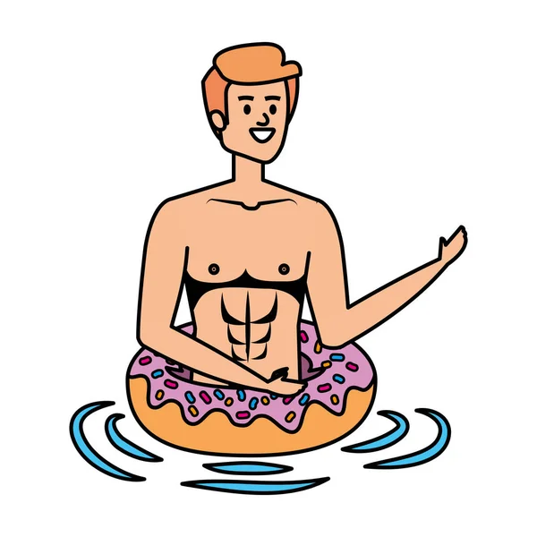 Mayolu ve yüzer vaziyette genç bir adam.