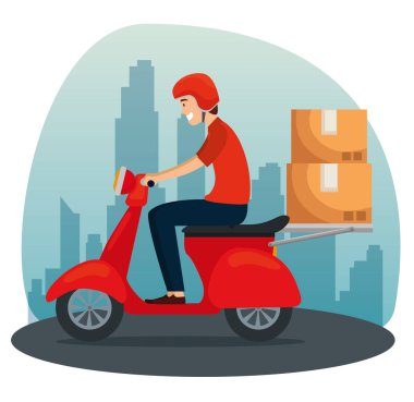 kutuları paketleri ile motosiklet teslim adam