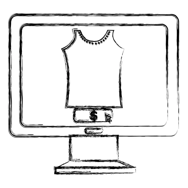 Comercio electrónico con ordenador monitor — Vector de stock