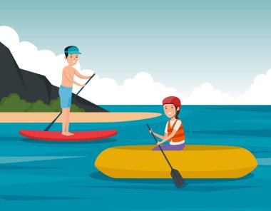 erkek uygulama kürek kurulu ve kız kano