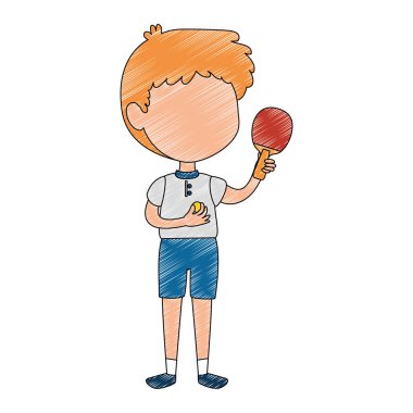 ping pong raket karakteri ile küçük çocuk