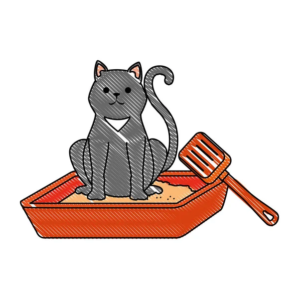 Mascote gato bonito no personagem caixa de areia — Vetor de Stock