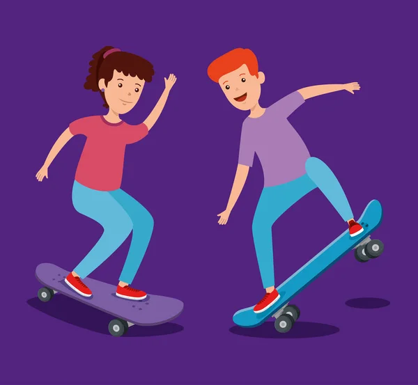 スケートボードスポーツをする男の子の子供たち — ストックベクタ