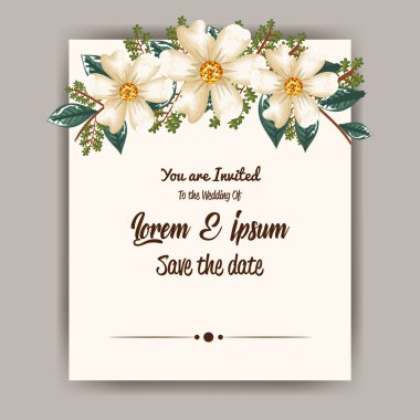 Çiçeklerle düğün davetiyesi