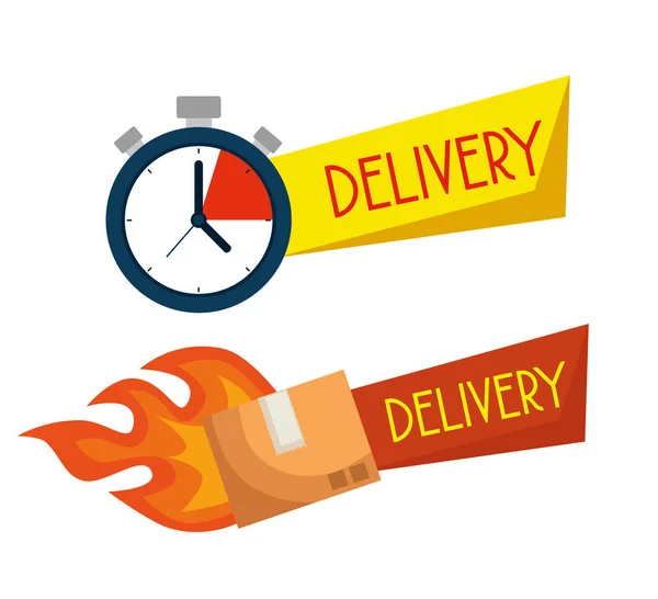 Cronômetro de entrega com serviço de pacotes de caixa — Vetor de Stock