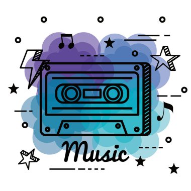 notalar ve yıldızlar ile kaset oyun melodisi