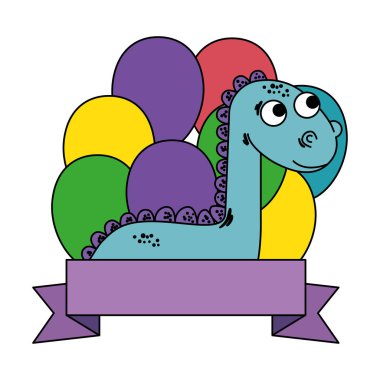 balonlar helyum çerçeve ile sevimli diplodocus