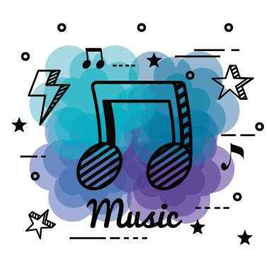 yıldız ve gök gürültüsü ile müzik notaları melodi