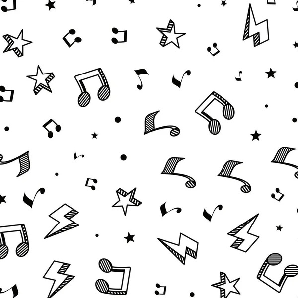 Notes de musique et étoiles motif fond — Image vectorielle