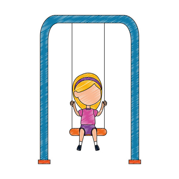 girl playing in swing park playground hanging