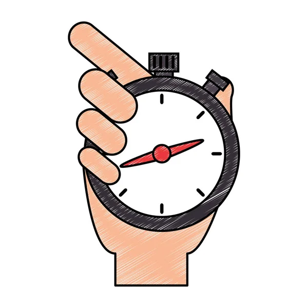 Hand met chronometer-timer — Stockvector