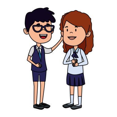 mutlu küçük öğrenciler çift karakterler