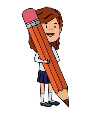 mutlu öğrenci kız kalemle yazma