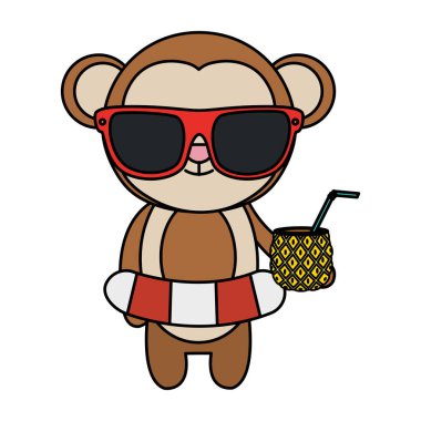 şamandıra ve ananas kokteylile sevimli maymun