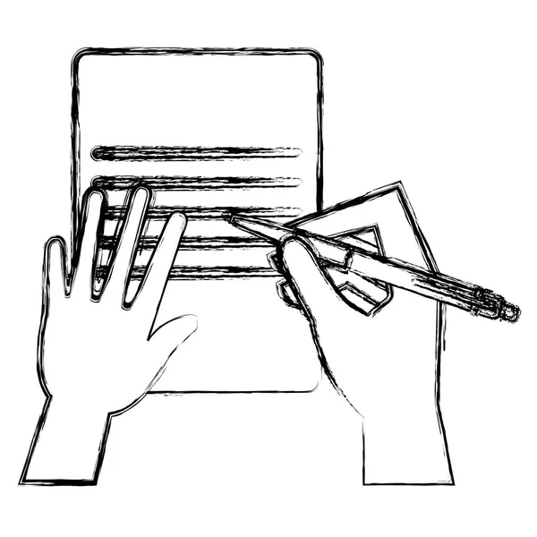 Escritura a mano con lápiz en el documento — Vector de stock
