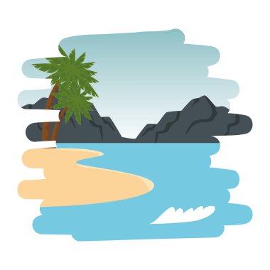 plaj sahnesi yaz manzara simgesi