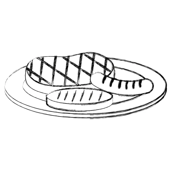 Définir l'icône des viandes grillées — Image vectorielle