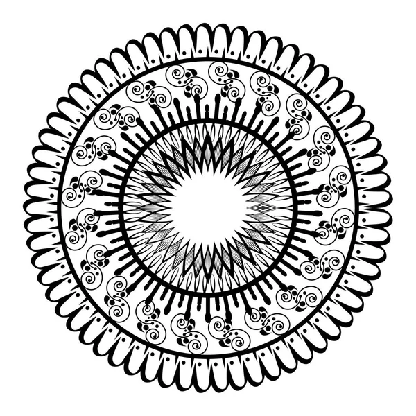 Монохромная и круглая мандала — стоковый вектор
