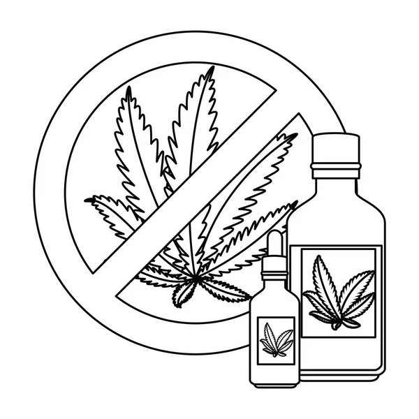 reddedilen sembol ve şişe ürün ile esrar yapraklar