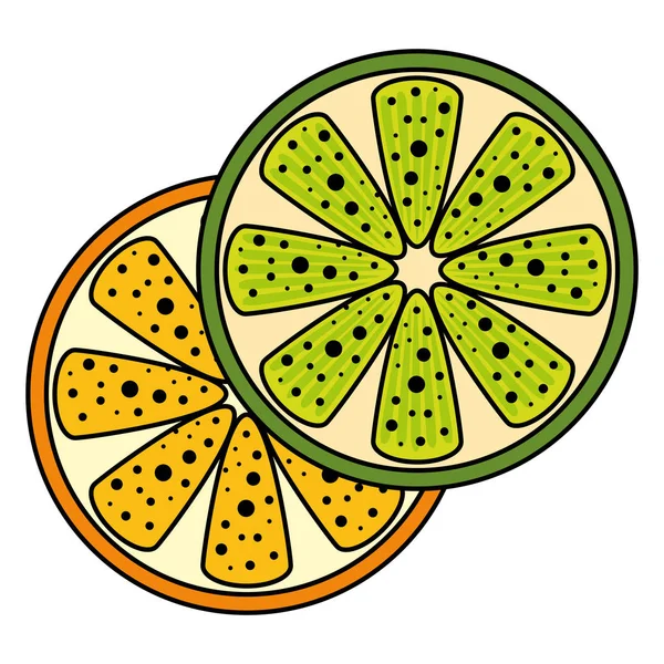 Naranja medio fruta fresca saludable — Vector de stock