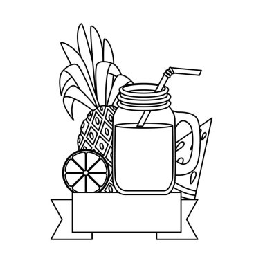 meyve ve saman ile yaz tropikal kokteyl