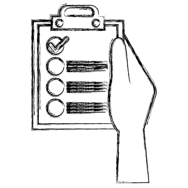 Hände mit Klemmbrett-Checkliste — Stockvektor