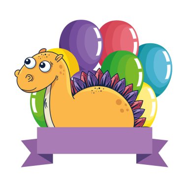 balonlar helyum çerçeve ile sevimli diplodocus
