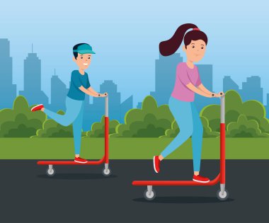 kız ve erkek sürme kaykay egzersiz