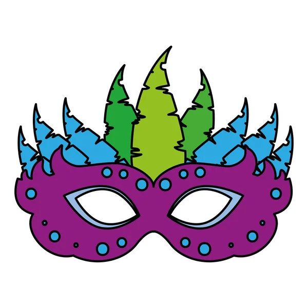 Carnaval masker met veren vector illustratie — Stockvector