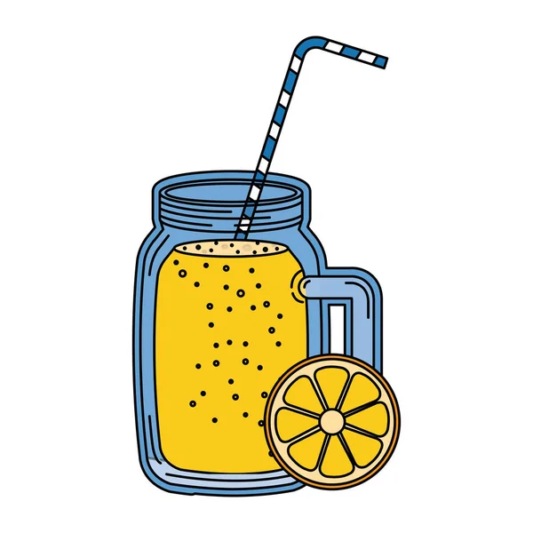 Sok pomarańczowy pojemnik na napoje z słomy — Wektor stockowy