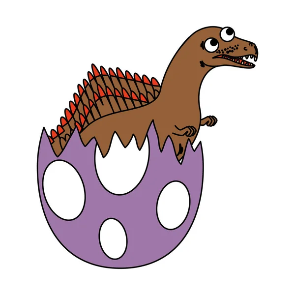 Sladký novorozený espinosaurus rozbití Shell — Stockový vektor