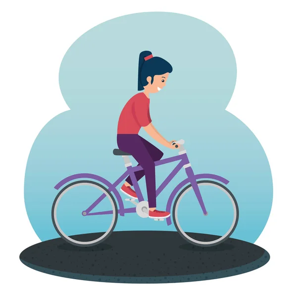 Chica práctica ciclismo ejercicio actividad — Vector de stock