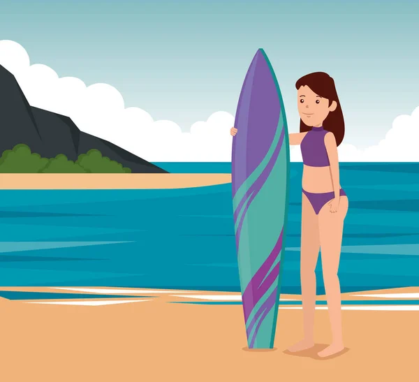 girl practice surfing fitness activity