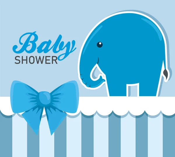 Banner van blauwe olifant en lint Bow — Stockvector