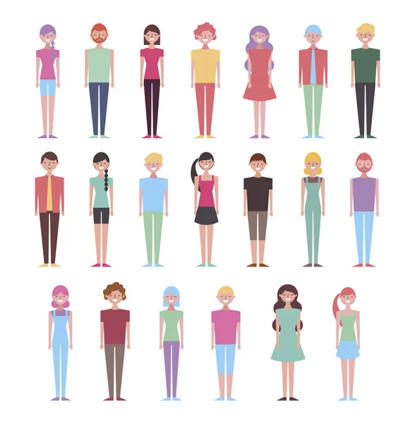 Group of girls standing characters — Stock Vector