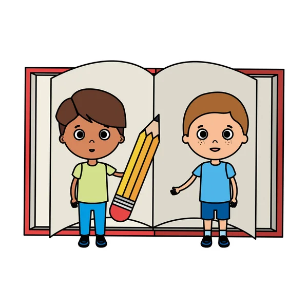 Malé chlapce studenty s knihou — Stockový vektor