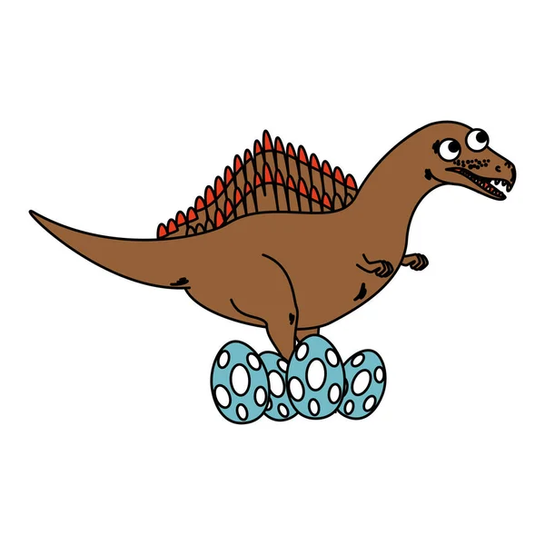 Yumurta komik karakter anne spinosaurus bakım — Stok Vektör