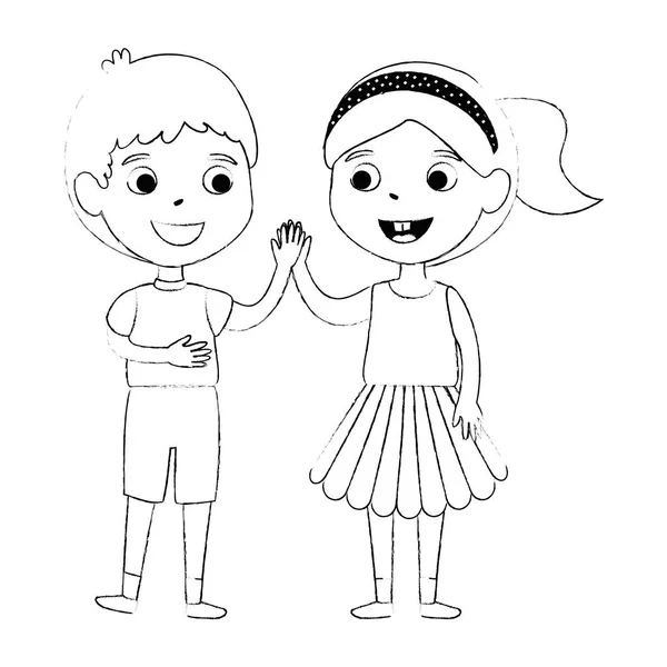 Niños pequeños pareja personajes — Archivo Imágenes Vectoriales