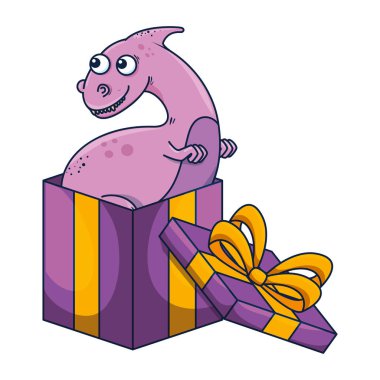 hediye kutusunda sevimli dinozor