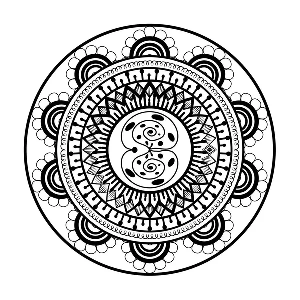 Mandala monocromo y circular — Archivo Imágenes Vectoriales