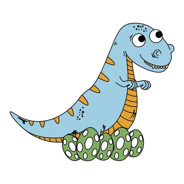Mother tyrannosaurus rex care of their eggs comic character Stock Illustration