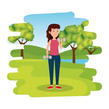 kampta mutlu atletik kız ağırlık kaldırma